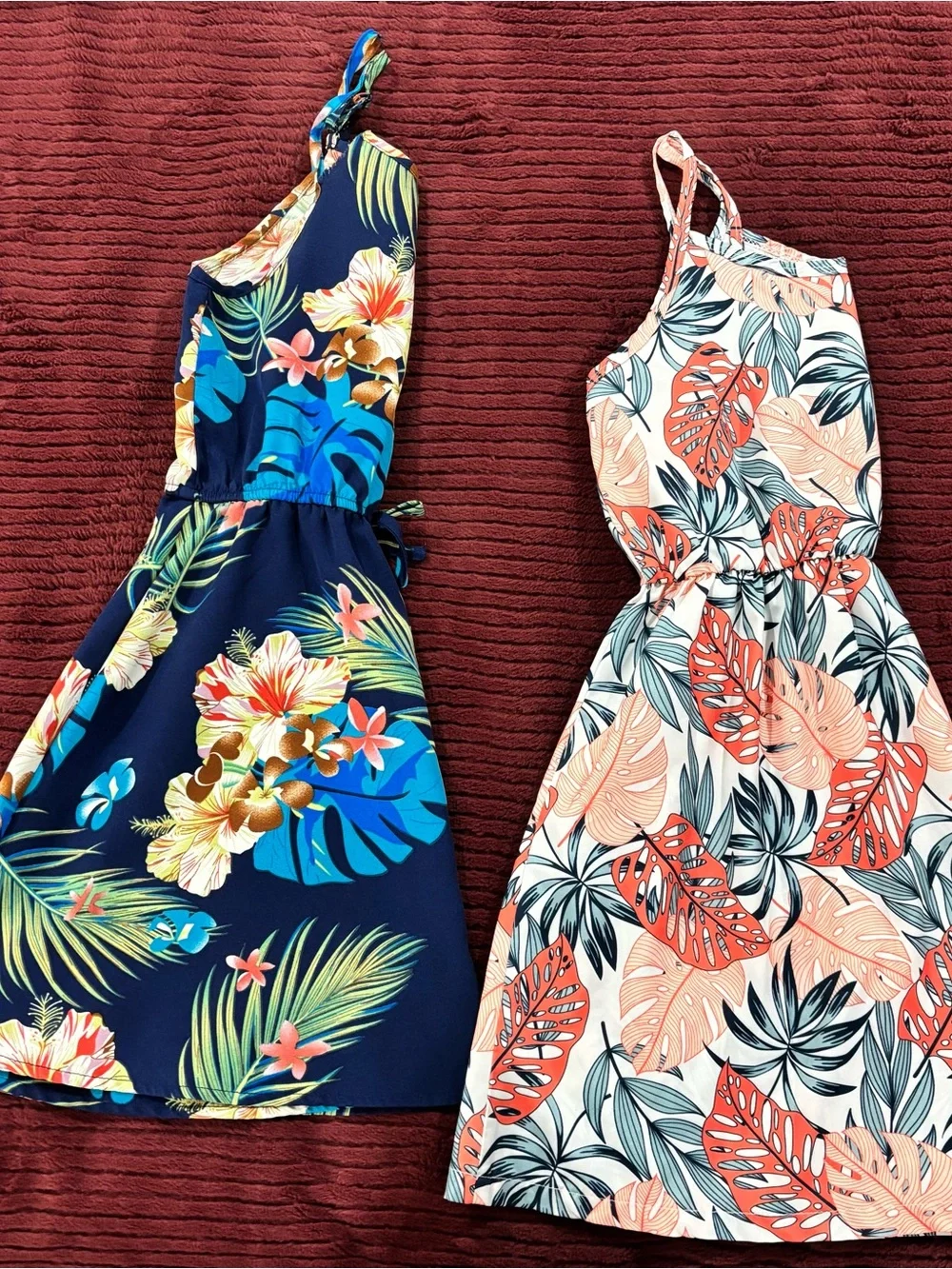 Girls' Tropical Floral Sundress - Navy and Coral Colorways